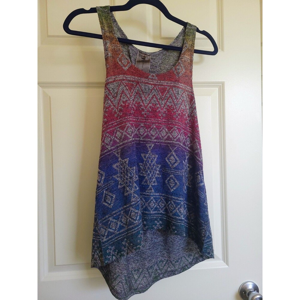 Anthropologie Moon Collection Lrg Aztec Colorful Lightweight Knit Beach Sweater
